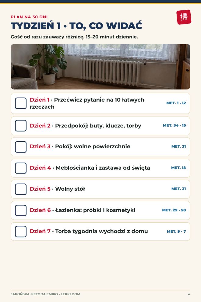 Strona: plan na pierwszy tydzień